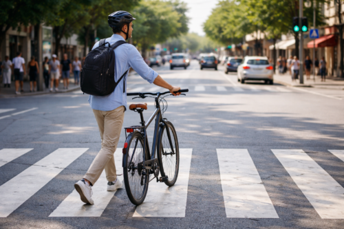 Ciclista atraversamento