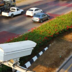 Traffic cctv is working transfer imformation to traffic control on highway