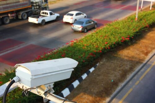 Traffic cctv is working transfer imformation to traffic control on highway